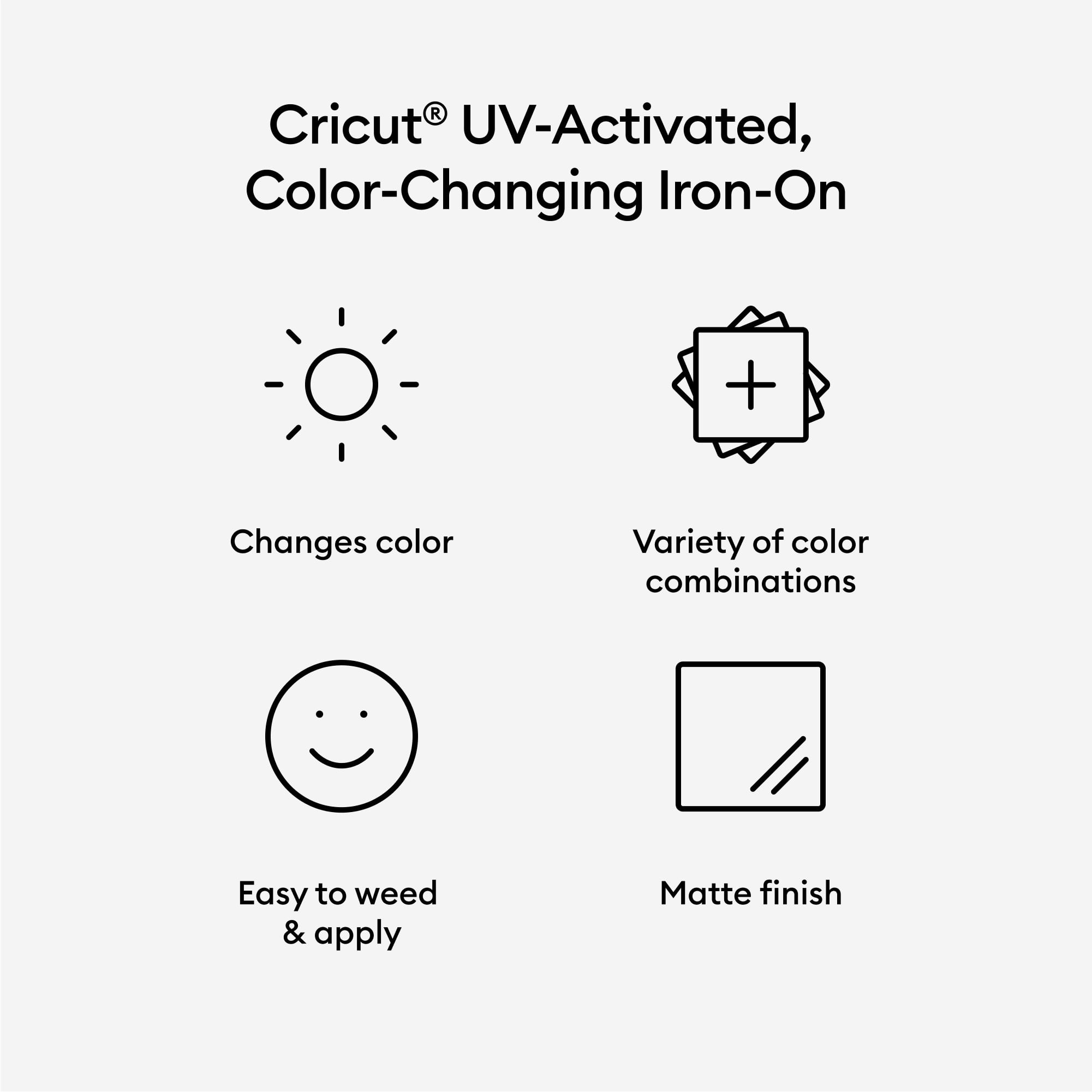 Cricut UV-Activated, Color-Changing Iron-On, White - Blue, 12" x 19", Roll