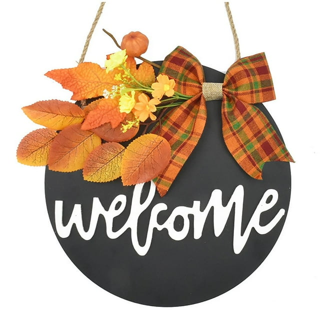 Décoration de Porte de Bienvenue d'Halloween Couronne de Porte d'Entrée