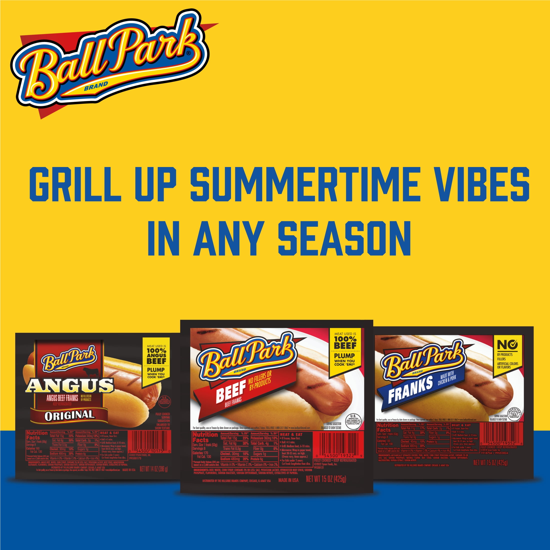 Ball Park Bun Length Angus Beef Hot Dogs, 14 oz, 8 Count