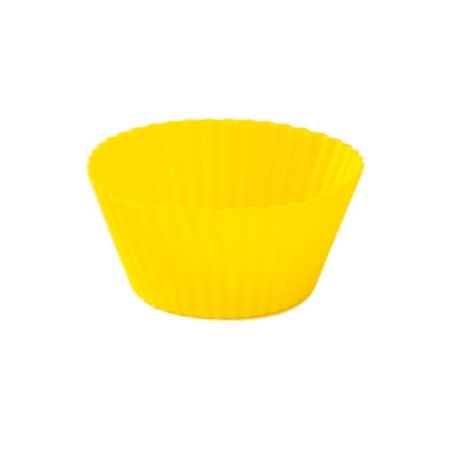 Zhuge Molde redondo de silicona reutilizable para hornear, molde para muffins, paquete de 12, amarillo