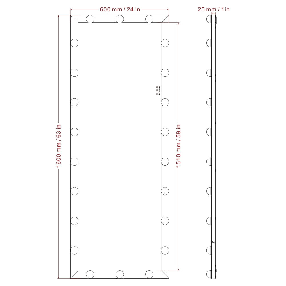 Kadyn LED Full Length Mirror Dressing Mirror, Large Rectangle Bedroom Bathroom Mirror with Touch Button and 3 Color Lights, White Kadyn LED Full Length Mirror Dressing Mirror, Large Rectangle Bedroom Bathroom Mirror with Touch Button and 3 Color Lights, White