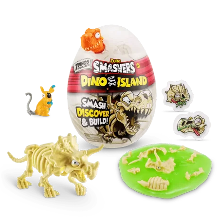 Zuru Smashers Dino Island Nano Egg Novelty & Gag Skeleton Dinosaur Surprise Toy - ORANGE DINO EGG