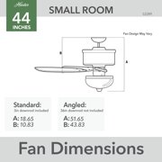 Hunter 44 inch Indoor Ceiling Fan with LED Light and Remote Control - Black Ceiling Fan, Standard Mount, 5 Blades, For Bedroom, Living Room, or Kitchen, Quiet - Margo 52289, Matte Black