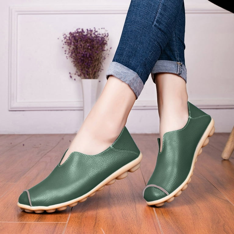 Caqnni Loafer for Womens Shoes Square toe Classic Comfort Penny Loafers  Casual Dress Shoes Flats Shoes (Dark Green,45) - Walmart.com