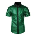 thumbnail image 1 of ameIAEA Men's Disco Dress Shirt Short Sleeve Button Down Collar Shirts Summer Party Club Tops, 1 of 2