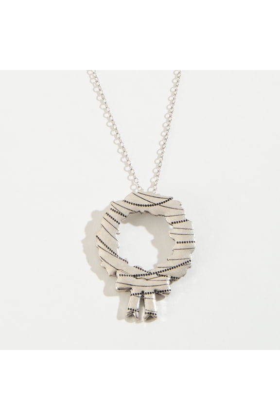 Womens Silver Burnished Wreath Pendant Necklace by Howard's