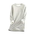 thumbnail image 5 of idosla Women Warm Sherpa Lined Fleece Crewneck Sport Sweatshirt Pullover Loungewear (Light Gray, 5XL), 5 of 5