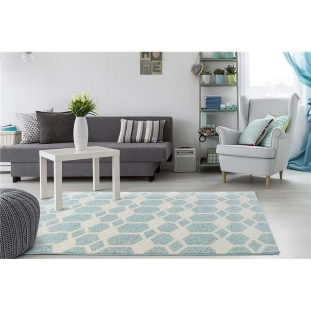 L Baiet MT720B46 Zoe Geometric Rug, Blue - 4 x 6 ft.