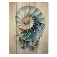 thumbnail image 3 of Designart "Symmetry of Blue Nautilus Ocean Shells" Animals Print on Natural Pine Wood, 3 of 5