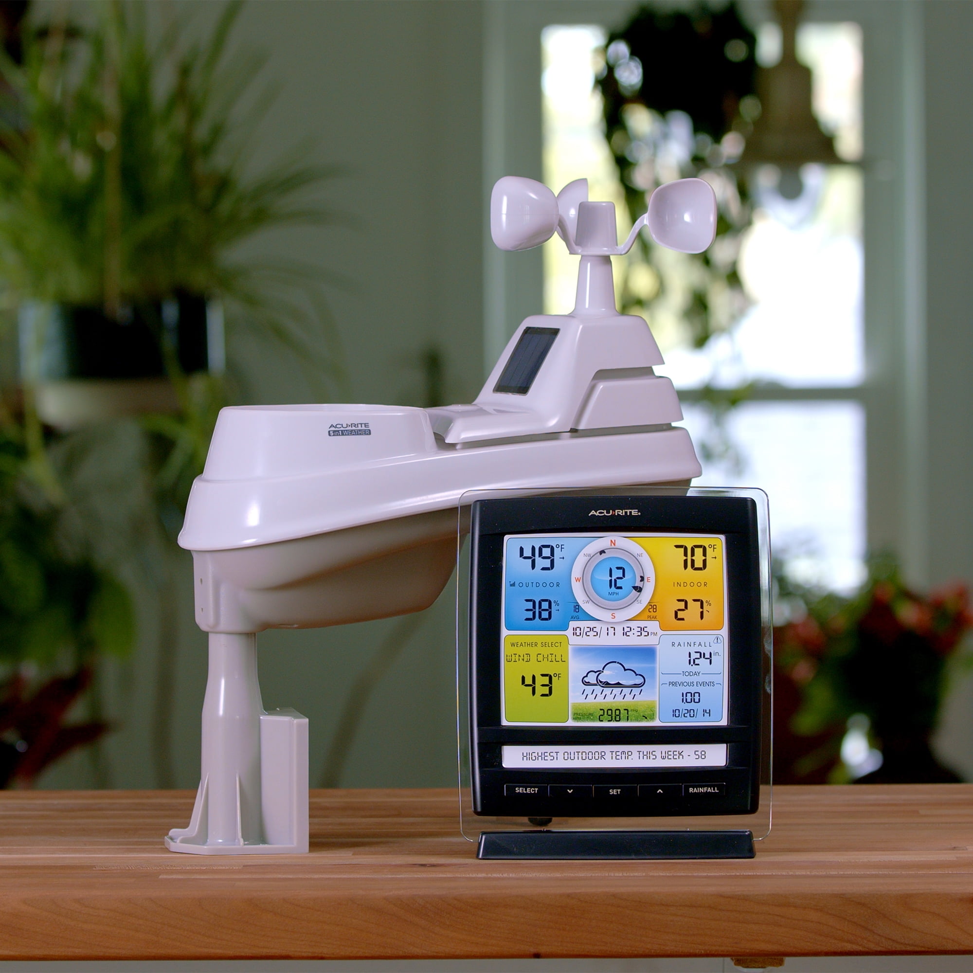 AcuRite Iris® (5-in-1) Indoor/Outdoor Wireless Weather Station with Built-in Barometer and Two Digital Displays (01078M)