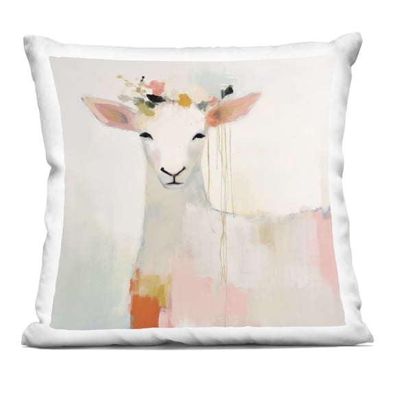 Stupell Industries - Modern Sheep Florals Throw Pillow 18" x 18" by Irena Orlov