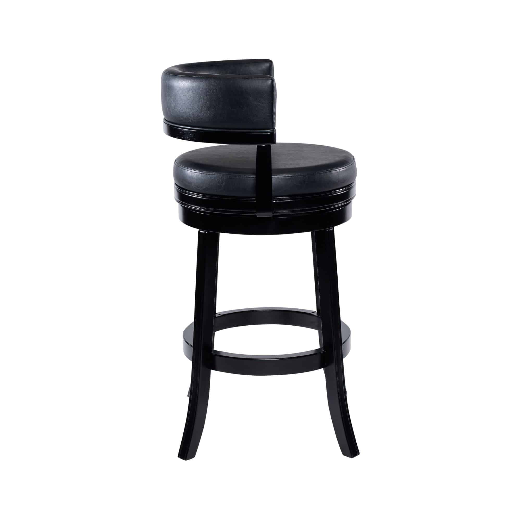 Balen Black Bar Height Swivel Stool with Rubberwood Frame