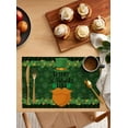 thumbnail image 2 of St. Patrick''s Day Placemats Set of 6,Washable Woven Burlap Cloth Fabric Placemat for Square/Rectangle/Round/Oval Dining Table,Easy Clean Place Mats Gold Spring Green Buffalo Plaid Holiday, 2 of 6