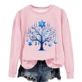 thumbnail image 4 of Fznquz Fall Winter Tops for Teen Girls Crewneck Pink Hanukkah Sweatshirts Trendy Casual Long Sleeve Womens Tee, 4 of 4