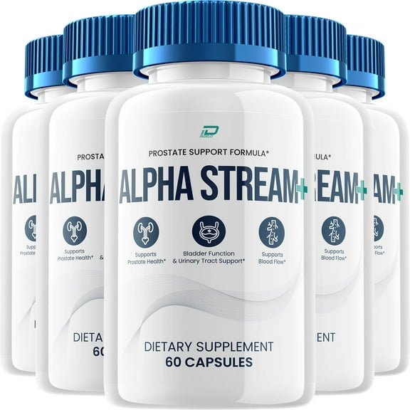 Alpha Stream Supplement for Men – AlphaStream Plus Pills Advanced Formula Supplements for Men Health Supplement Reviews, 5 Pack, 300 Capsules