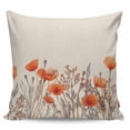 thumbnail image 2 of Orange Spring Floral Throw Pillow Covers, Soft Pillowcases with Invisible Zipper, Watercolor Farmhouse Botanical Decorative Square Pillow Cushion Covers for Living Room Couch Sofa Bed 20x20 Inches, 2 of 8