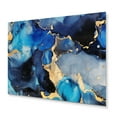 thumbnail image 2 of Designart "Luxury Blue and Gold Abstract Fluid Art V" Fractals Metal Wall Art, 2 of 5