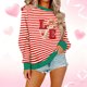 thumbnail image 1 of Xuyuer Christmas Sequins Sweatshirts Women Jolly Patch Crewneck Loose T-Shirt Xmas Long Sleeve Pullover Top, 1 of 6