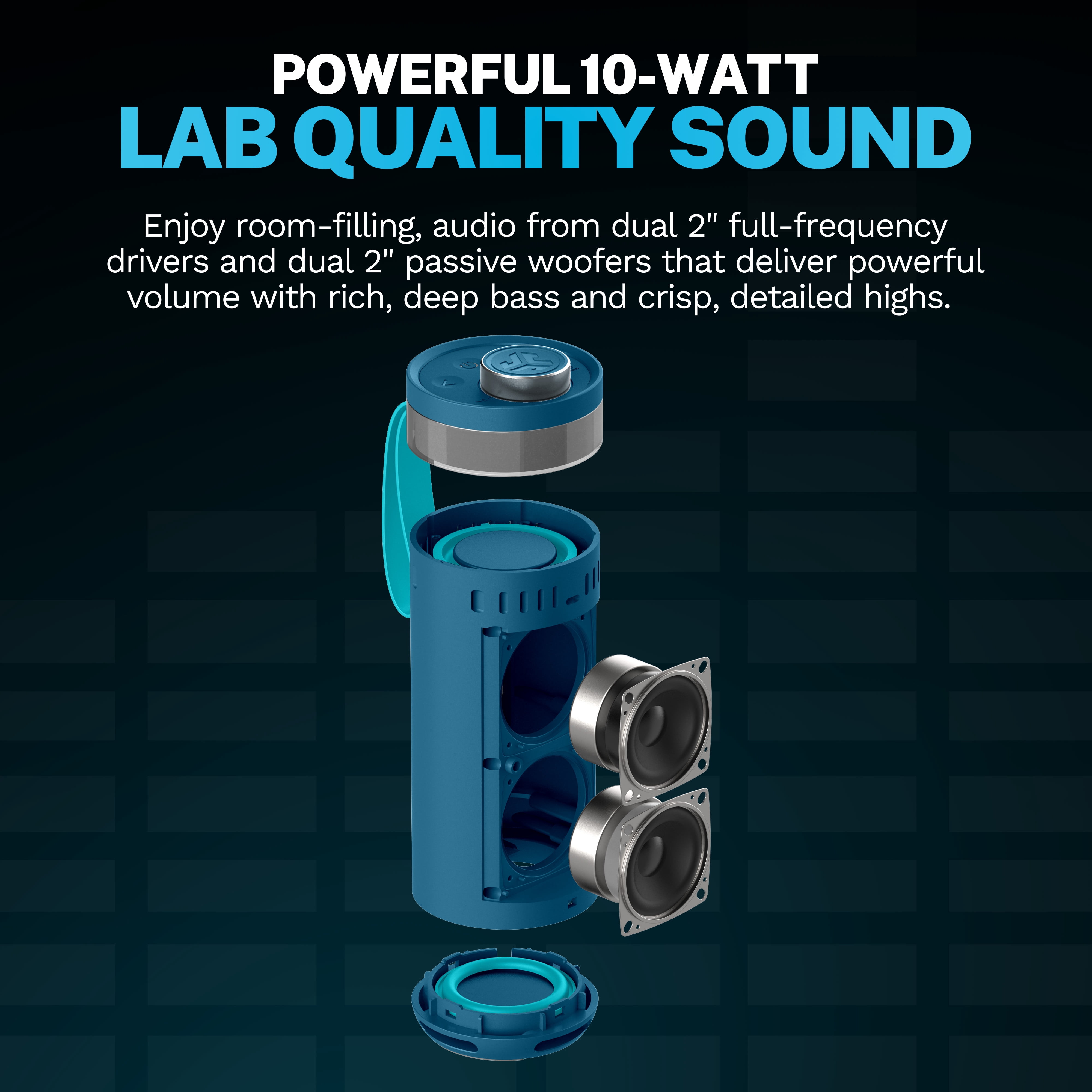 JLab GO Party Speaker - Navy; Bluetooth Portable Speaker with RGB Lighting, 10W