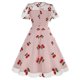 thumbnail image 3 of Vestido de Verano para las Mujeres de Manga Corta Cuello Redondo Polka Dot Impresión, Sexy Slim-Fit Casual Mini Estilo, 3 of 6