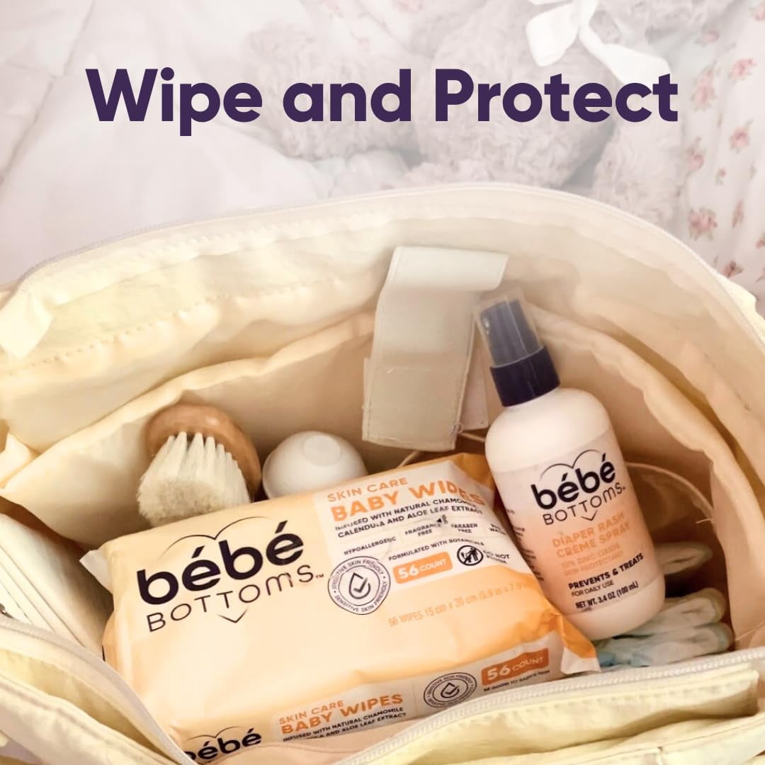 Bébé Bottoms Facial Cloth and Baby Wipe | Hypoallergenic, Fragrance & Paraben Free | Sensitive Skin Friendly | Infused with Natural Chamomile Calendula and Aloe Leaf Extract | 672 Count