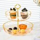 thumbnail image 4 of Soporte para tartas de 2 niveles, platos para aperitivos de frutas con asa, mesa de cena transparente para galletas Dorado, 4 of 9