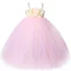 thumbnail image 2 of Vestido de tul rosa para niña con tutú largo para fiesta de cumpleaños de niños, vestido de princesa, vestido de baile, vestidos de tul para niñas con flores para bodas, 2 of 5