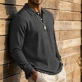 thumbnail image 4 of gzxflxpge Linen Polo Shirt for Men Beach Vacation Button Down Long Sleeve Lapel T-Shirt Fall Winter Slim Fit Pure Color Stylish Pullover Black 2XL, 4 of 5