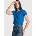 thumbnail image 2 of Real Essentials 4-Pack: Women's Short Sleeve Ribbed Knit Cotton Crew Neck Crop Top T-Shirt - (Available in Plus), 2 of 6