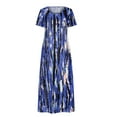 thumbnail image 2 of Fangasis Women Dresses Short Sleeve Sundress Tie Dye Print Dress Ladies Casual Loose Beach Blue M, 2 of 9