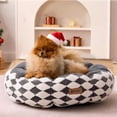 thumbnail image 1 of Camas grandes para gatos de interior, camas tipo donut para perros pequeños, cama redonda de felpa para cachorros y gatitos, base antideslizante, gris, 1 of 7