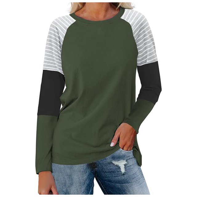 WEAIXIMIUNG T-Shirt Décontracté à Manches Longues pour Femmes, Col Rond Ample, Rayé, pour la Saint-Valentin