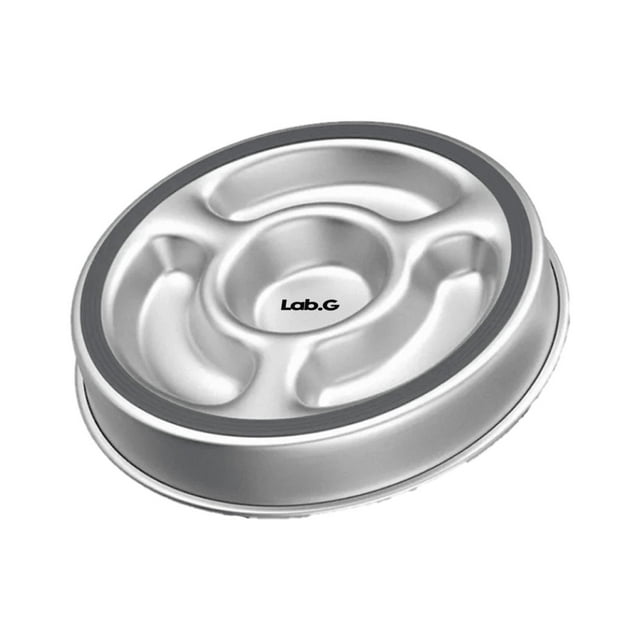 Plato De Alimentación Lenta Comedero Perro Acero Inoxidable Lab.G Plata