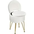 thumbnail image 1 of Taburete de tocador GREENSTELL con respaldo plegable para almacenamiento, color blanco, 1 of 7