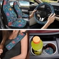 thumbnail image 6 of Binienty Boho Floral Car Seat Covers Full Set with Armrest Cushion Non-slip Auto Seat Belt Shoulder Strap Covers Headrest Covers Coasters Car Interior Decor Set 14 Pieces, 6 of 7