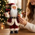 thumbnail image 3 of Standing Santa Claus Figure with Gift Bag and Present, Red and White, for Holiday Display, Christmas Decoration, 3 of 3