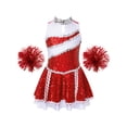 thumbnail image 1 of YiZYiF Enfants Filles Paillettes Sequins Uniforme Cheerleading Tenues de Cheerleading Robe de Performance Danse Robe Rouge 10, 1 of 7