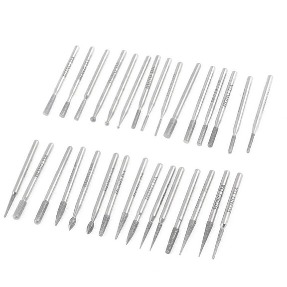 Unique Bargains 30 Pcs 3mm Shank Multiple Model Diamond Point Grinding Drill Bits Set Tool