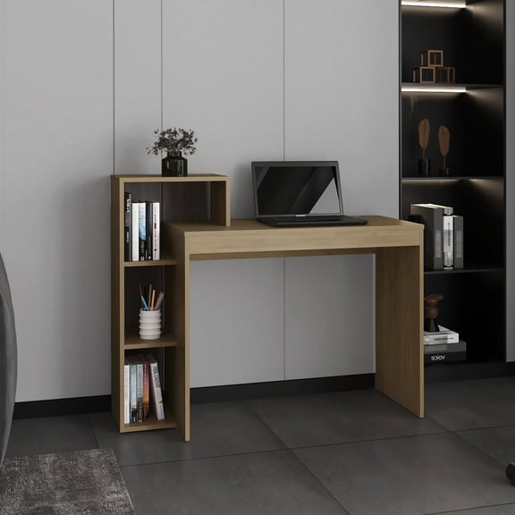 Compact 43.3" Wide Four - Shelf Desk for Office in Small Spaces and Clean Aesthetic