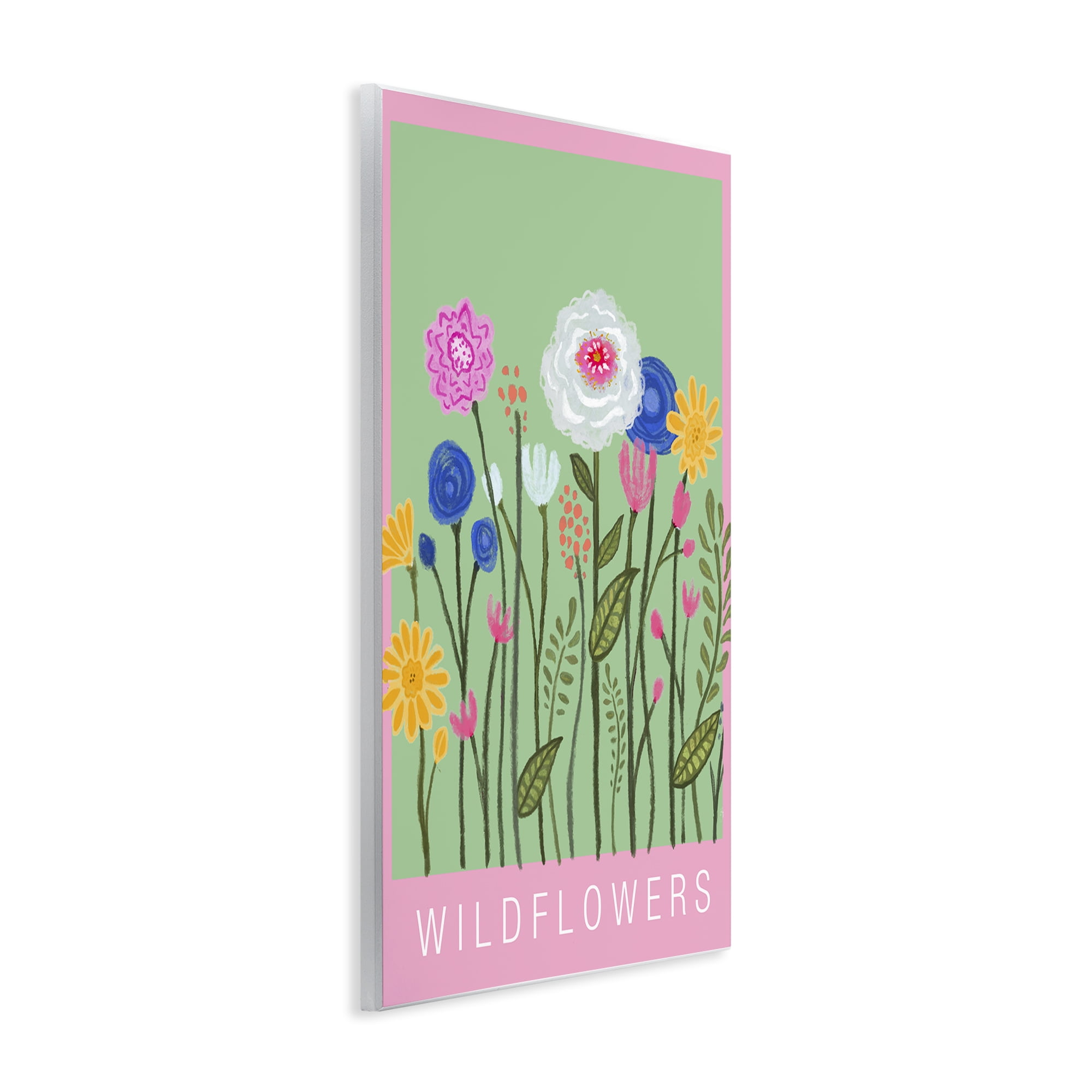 Stupell Industries Wild Flowers with Pink Border Wall Plaque Art, design by Elizabeth Medley