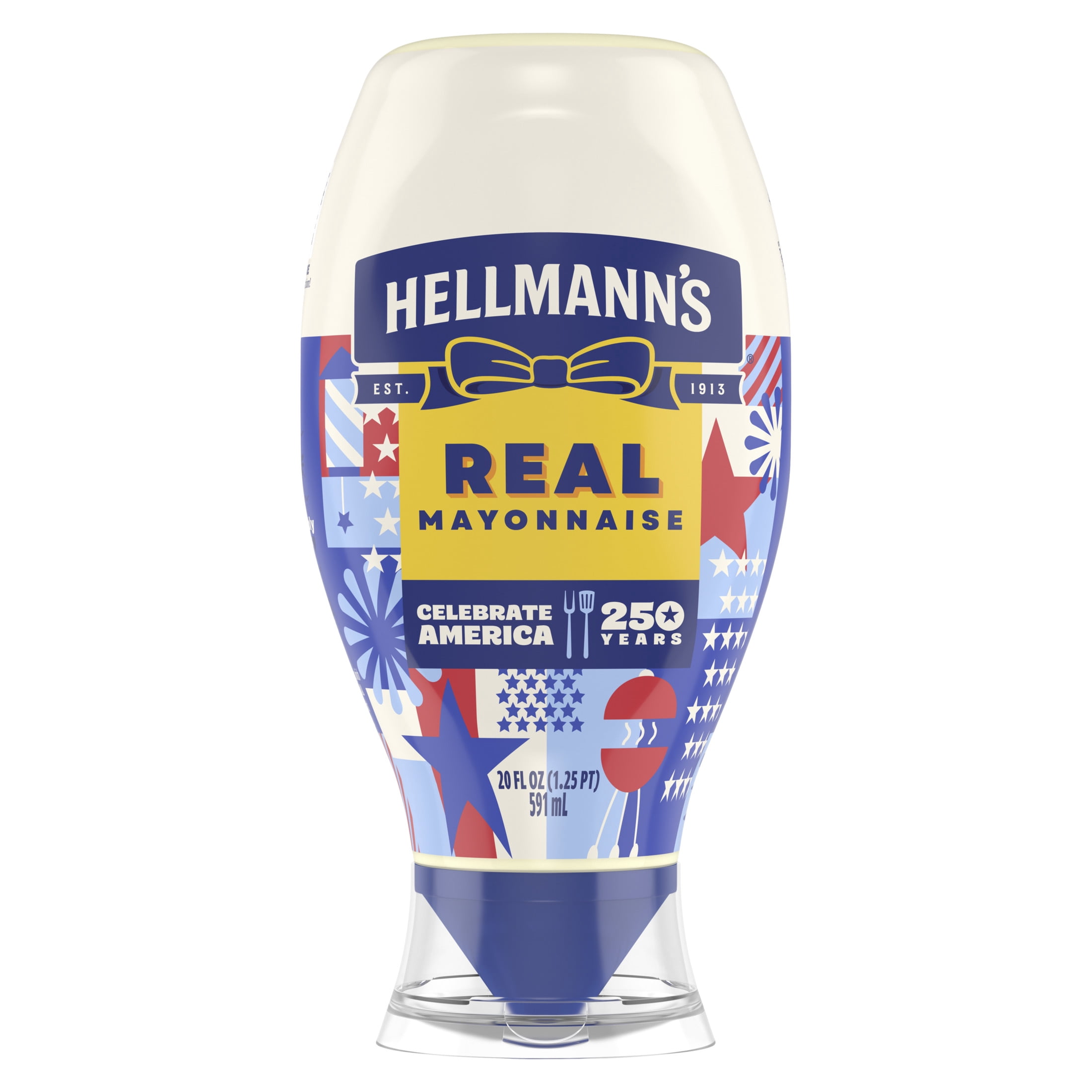 Hellmann's Real Mayonnaise Rich Creamy Condiment Gluten Free, 20 fl oz Squeeze Bottle