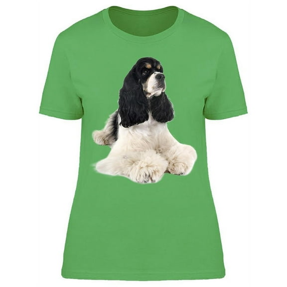 Spaniel Dog Sitting, Looks Up T-Shirt Women -Image by Shutterstock, Female Large