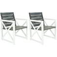 thumbnail image 3 of SAFAVIEH Irina Outdoor Patio Acacia Armchair, White/Ash Grey, Set of 2, 3 of 9