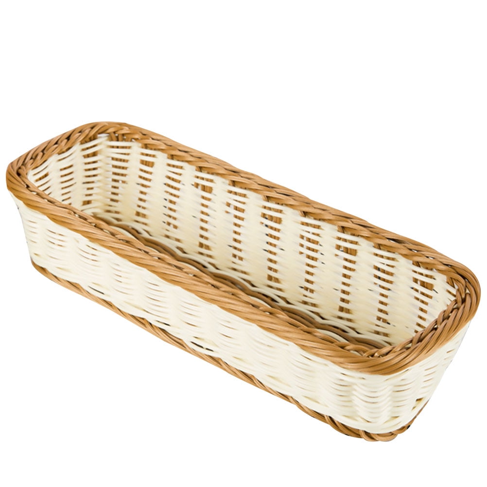 HOMEMAXS 1pc Rectangular Imitation Rattan Basket Woven Plate Basket