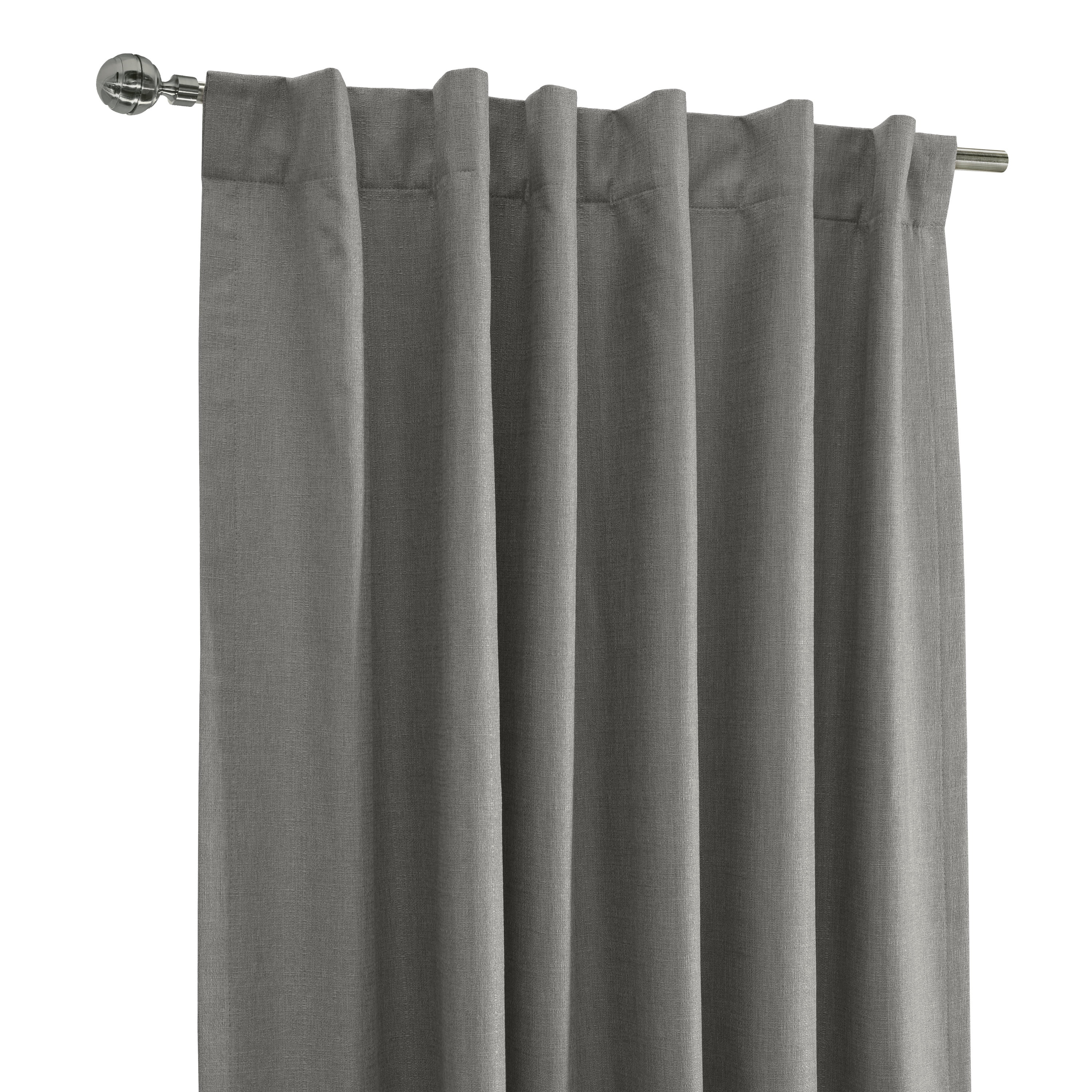 Barry Total Blackout Textured Dual Header Curtain Panel 52" x 84" in Silver
