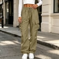 thumbnail image 2 of Axiiglly Plus Size Cargo Pants for Women, Casual Drawstring Elastic Waist Khaki Work Pants with Multi Pockets, Baggy Stretchy Wide Leg Hiking Streetwear, XXXL, 2 of 9