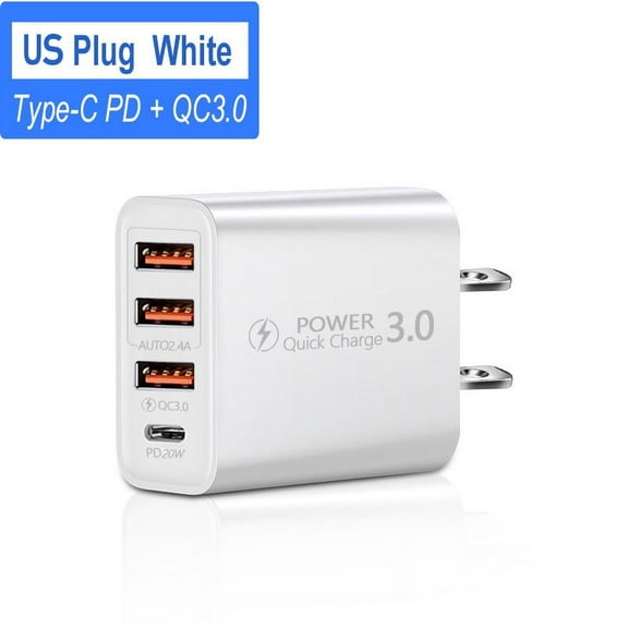 USB C Wall Charger, 20W 4-Port USB C Charger Block, Fast Charging Block Dual Port PD QC Wall Plug Multiport Type C for iPhone 14/13/12/11/Pro Max/XS/XR/8/7, iPad, Samsung Phone, Tablet