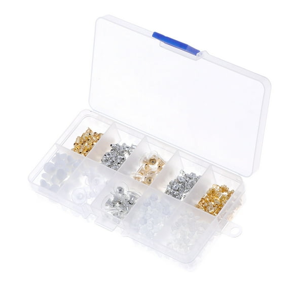 1 Box/About 450pcs Transparent Earring Plugs Plastic Earring Backs Earrings Blank Stud Tiny Head Findings DIY Supplies