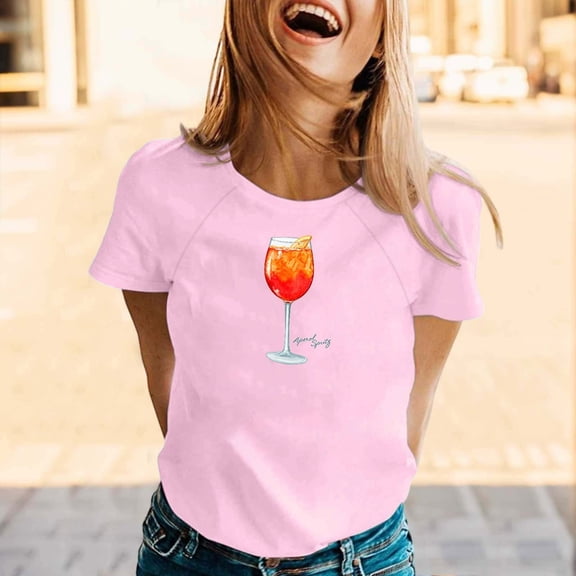 MAIHAN Womens Short Sleeve Shirts Casual Summer Funny Printed Graphic Loose Tees Cute T Shirts Tops Funny Tshirts Shirts for Women
