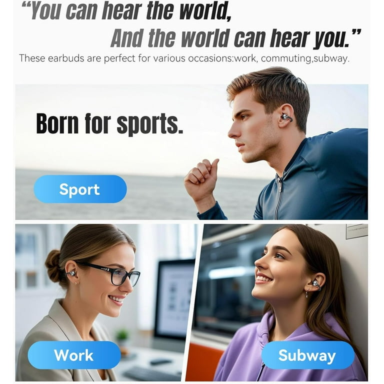 hoeylife Clip-On Open-Ear Wireless Earbuds, 50H Playtime photo 2